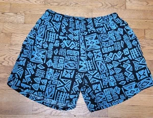 VTG 90s Basic Editions Swim Trunks XL Shorts Abstract Print Drawstring - Picture 1 of 7