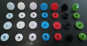 100 oder 50 Sets KAM Harzdruckknöpfe/Nieten/Poppers/Befestigungen * 7 Farben*T3 oder GRÖSSE 16 - Bild 1 von 7