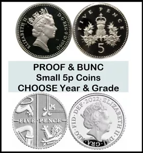 Moneta 5p Five Pence Proof & Bunc scegli anno e tipo PICCOLO 1990-2025 nuova ghianda rovere - Foto 1 di 17