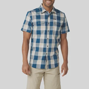 Wrangler Men’s Short Sleeve Shirt w UPF 40 Protection, Albany Gibraltar Sea, L - Picture 1 of 4