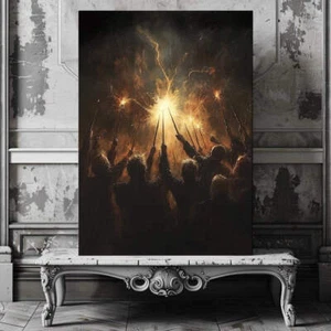 Wizards’ Ritual Wall Art Print – Arcane Magic & Mystical Light Artwork - Picture 1 of 19