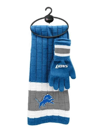 Brand New NFL Unisex Winter Knit Scarf and Glove Holiday Gift Set w/ Hanger NEW Cover