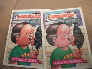 1987 Garbage Pail Kid Cards #408a/b Lickin' LEON & Rat-Sucker RANDALL~MINT CARDS