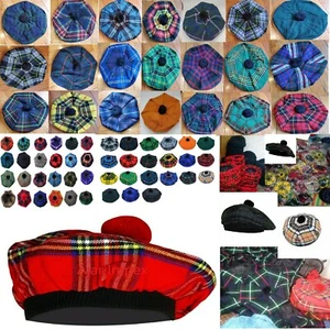 Hombre y Mujer Escocesa Tam O' Shanter Hat Tartan Scottish Tammy Cap One Size - Imagen 1 de 60