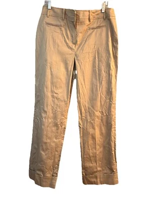 New! LARRY LEVINE  Stretch  Career PANTS Khaki W Cuffs! Size 10/12  34 X 29” - Image 1 of 3
