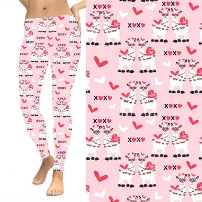 Leggings femininas Llama Love Hearts XOXO Dia dos Namorados TC Plus Size 12-18 - Imagem 1 de 2