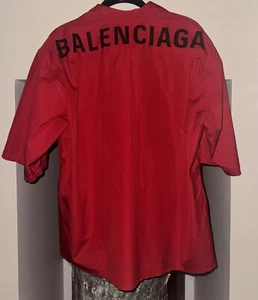 BALENCIAGA Back Logo Button Up Shirt Red - Picture 1 of 12