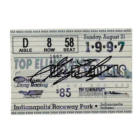 NHRA Autographed Gary Scelzi Oakley 1997 US Nationals Ticket Stub Drag Racing Cover