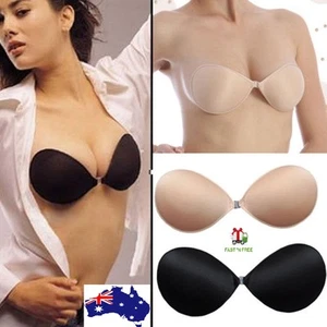 Silicone Self Adhesive Stick On Gel Push Up Strapless Invisible Bra Backless - Picture 1 of 6