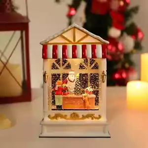 Antike weiße Schneekugel Wasser Glitzer Laterne batteriebetrieben Weihnachtsdeko - Bild 1 von 7