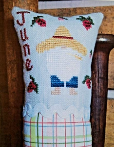 June Gnome - A Gnomey Year Series - Strawberry Lover - Cross Stitch Chart - Picture 1 of 2