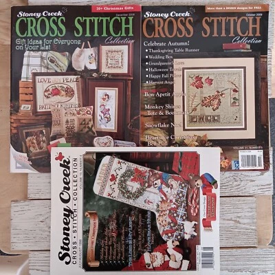 Lot of 3 STONEY CREEK Cross Stitch Magazines 1998, 2008, 2009 Vintage Patterns  - Image 1 of 2