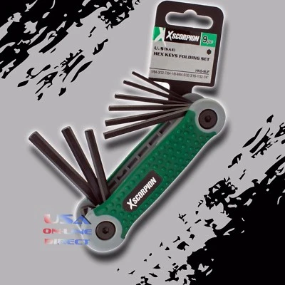9pc Quality Folding Hex Key US Standard SAE Key Fold-up Steel Allen Wrench Set  - Image 1 of 2