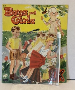 Vintage Whitman Boys And Girls Paper Doll 1955 Original Print - Picture 1 of 13