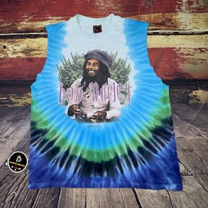VTG Bob Marley Shirt Sleeveless Muscle Mens Large Zion Rootswear Tie Dye Weed - Picture 1 of 9