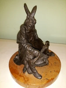 Vintage Carl Kauba Bronze Shaman Native American Indian with Marble Base - Picture 1 of 9