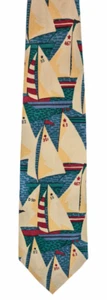 POLO RALPH LAUREN Silk Tie vintage tie with colorful sailboats - Great condition - Picture 1 of 5