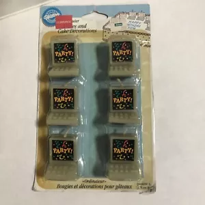 Vintage 1996 Wilton 80s Desktop Computer Cake Topper Candles Miniature Prop NOS - Picture 1 of 2