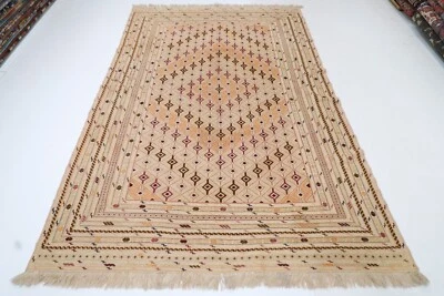 7 x 10 ft Kilim carpet beige Area Kilim Afghan Hand Knotted Wool Bedroom Kilim - Image 1 of 4