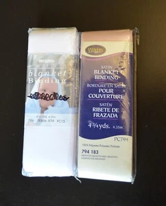 2 packs New Satin Blanket Binding 4 3/4 yards - 1 pink, 1 white - Picture 1 of 1