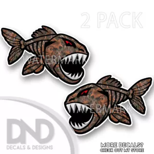 Woodland Camo Skeleton Fish Decal Truck Car Boat Sticker Fishing 2 Pack - Bild 1 von 4