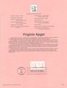 #9433 29c Estampilla de Virginia Apgar #2812 Página de recuerdo de USPS - Imagen 1 de 1