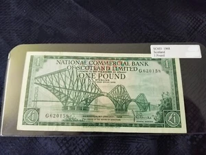 Scotland 1 Pound 1968 Pick #SC603 Very Fine - Serial #G620158 Tariff Incl - Picture 1 of 2