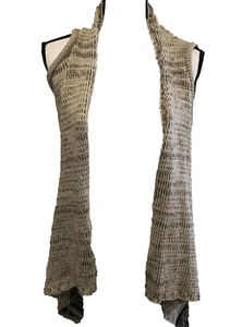 BCBG MaxAzria Asymmetrical Sweater Coat beige Black Grey Sz L Cardigan MSRP $325 - Picture 1 of 7