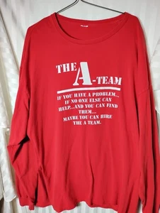 Vintage Mr T Shirt Mens XL gray 80s A-Team TV Show Long Sleeve Red - Picture 1 of 6