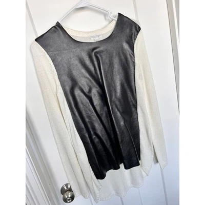 Suéter Bisou Bisou Michele Bohbot Mujer Imitación Cuero Frontal Negro Crema Talla Pequeña Foto 1 de 4