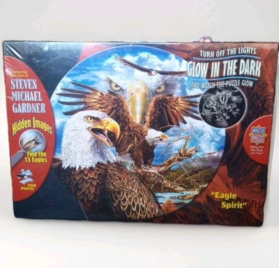Master Pieces Steven Michael Gardner Glow In The Dark 500 Pc Puzzle Eagle Spirit - Image 1 of 4