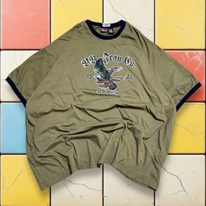 Vintage Y2K Bugle Boy Ringer Tee Herren 3XL oliv Skater Baggy Eagle Grafik Grunge - Bild 1 von 10