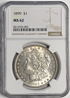 1899 MORGAN "NGC MS62" -  LUSTEROUS, BEAUTIFUL, HI PTS - RARE ONLY 330,000💰 💥✅ - Image 1 of 4