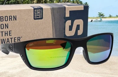 COSTA DEL MAR blackout/green mirror WHITETIP polarized 580G sunglasses NEW! - Image 1 of 4