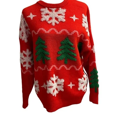 Suéter Forever 21 Árbol de Navidad y Copos de Nieve - Para Mujer Talla Pequeña  Foto 1 de 4