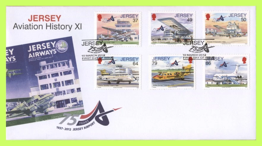 Jersey 2012 Aviation History XI set on First Day Cover - Image 1 of 1