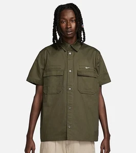 Nike Men's Size Small Woven Military SS Button-Down Cargo Khaki - Picture 1 of 6