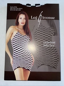 Leg Avenue Checkerboard Halter Dress 90-160lbs One Size Style 8286 - Picture 1 of 2