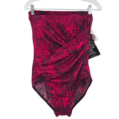 Traje de baño Miraclesuit para mujer Atlantis Paisley Park de una pieza rojo talla 12 Foto 1 de 4