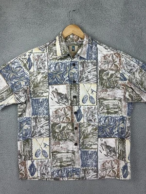 Гавайская мужская рубашка Kahala большая многоцветная Aloha Camp на пуговицах спереди сделано на Гавайях - Изображение 1 из 4