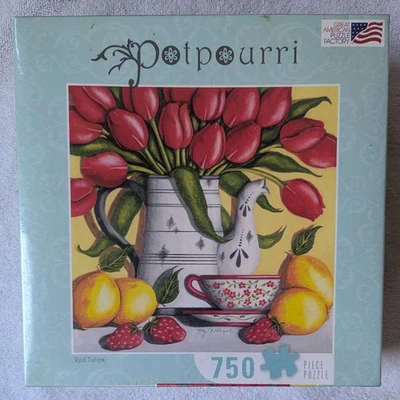 Great American Puzzle Factory 750 PC Puzzle/Potpourri/ Red Tulips New Sealed - Image 1 of 3