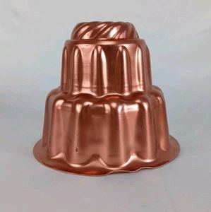 Molde de gelatina de cobre vintage molde de pudín acanalado decoración de pared de cocina - Imagen 1 de 6