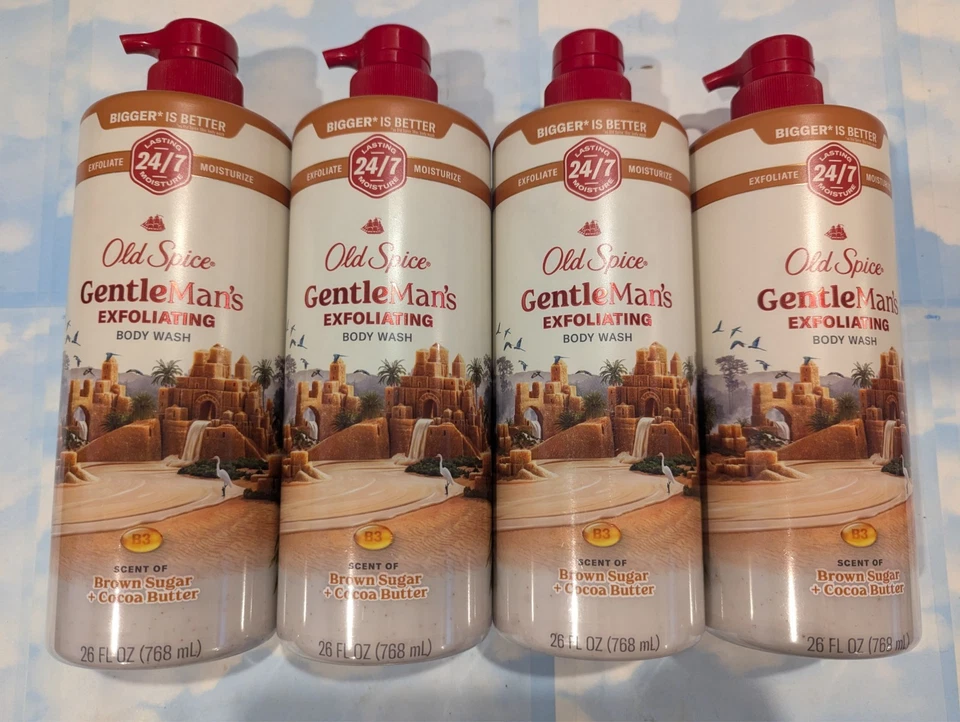 LOT (4) OLD SPICE GENTLEMAN'S EXFOLIATING BODY WASH BROWN SUGAR & COCOA 26 OZ - Image 1 of 1