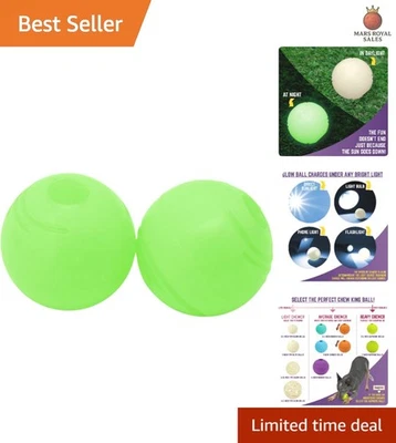 "Bolas brillantes duraderas para perros - Paquete de 2 juguetes de goma de 2,5"" para razas medianas" Foto 1 de 4