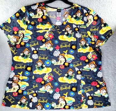 Cherokee Tooniforms Disney My Weekend Is Booked Women's V-Neck Scrub Top Sz 3XL - Image 1 of 4
