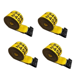 Paquete de 4 correas de cabrestante de 4"x30' con correa de amarre de gancho plano para remolque de camión de plataforma plana - Imagen 1 de 5