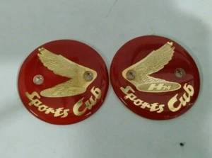 HONDA C110 C115 Red Sports Cub Gas Tank Emblem Pair - Picture 1 of 4