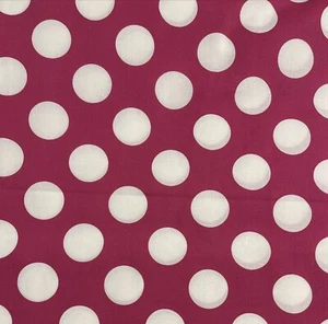 Dark Pink Large White Polka Dot Cotton Quilt Fabric By the yard 36x44" Fuchsia - Picture 1 of 2