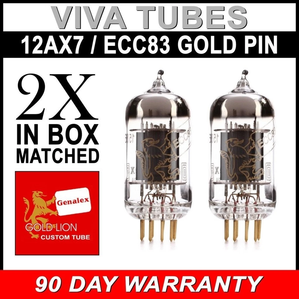 Nuevo Par Emparejado Reedición Genalex Gold Lion 12AX7 / ECC83 / B759 ORO PIN GRATIS SH Foto 1 de 1