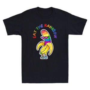 Eat The Rainbow Funny Banana Meme Quote Gay Pride Month LGBT Gift Unisex T-Shirt - Picture 1 of 8